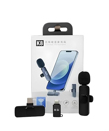 K8 Wireless Clip Microphone – Portable Mini Mic with Universal Type-C for All Devices Pack of 1