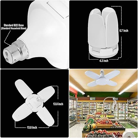 Ds Vision Plastic B22 Ultra High Bright Portable Fan Shape with 5 Led Swings 28W Led Bulb CFL Upto 85% Energy Saving Adjustable Home,Commercial,Ceiling Light,Cool White Light-Pack of 2