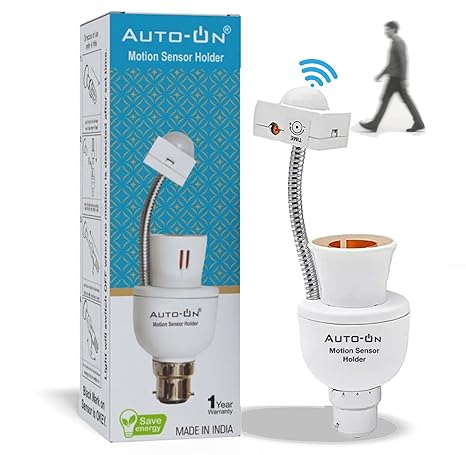 Auto-On motion sensor holder with packaging on a white background