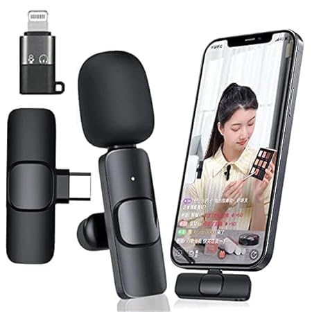 Black smartphone microphone attachment on a white background