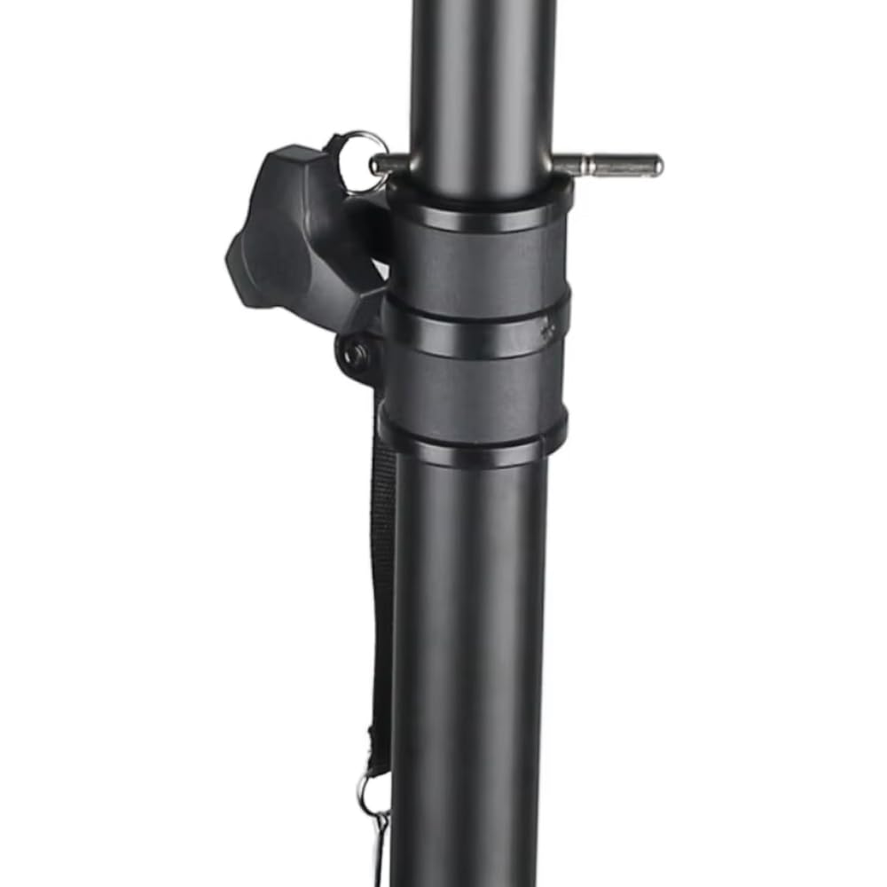 Black metal tripod on a white background

