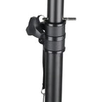 Black metal tripod on a white background

