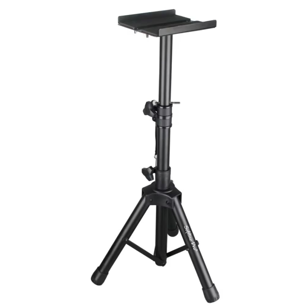 Softline Pro Heavy Duty Tripod Studio Monitor Stand Adjustable Height Foldable Tripod Legs Non-Slip Rubber Pads Foldable Monitor Speaker Stands - Single (SP 800 VP)