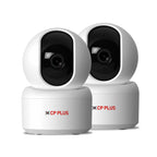 Two CP Plus security cameras on a white background