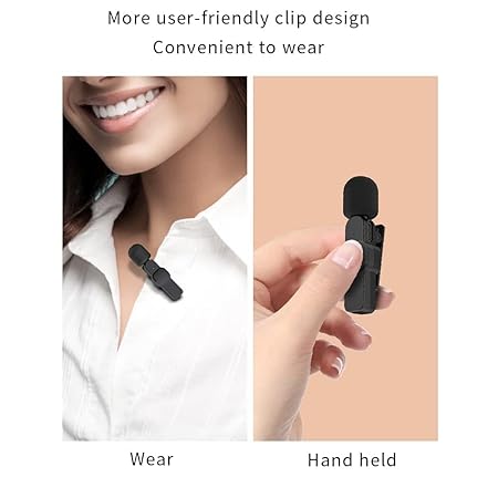 K8 Wireless Clip Microphone – Portable Mini Mic with Universal Type-C for All Devices Pack of 1