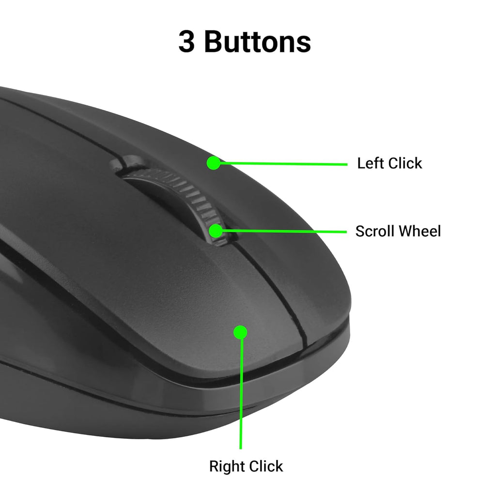 ZEBRONICS Companion 107 2.4GHz Wireless Keyboard & Mouse Combo, 104 Keys, UV Printed keycaps, 12 Integrated Multimedia Keys, 3 Button Mouse, 1200 DPI, High Precision, Advanced Optical Sensor (Black)