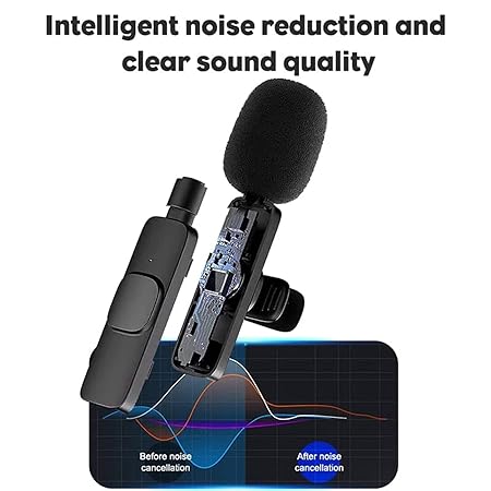 K8 Wireless Clip Microphone – Portable Mini Mic with Universal Type-C for All Devices Pack of 1