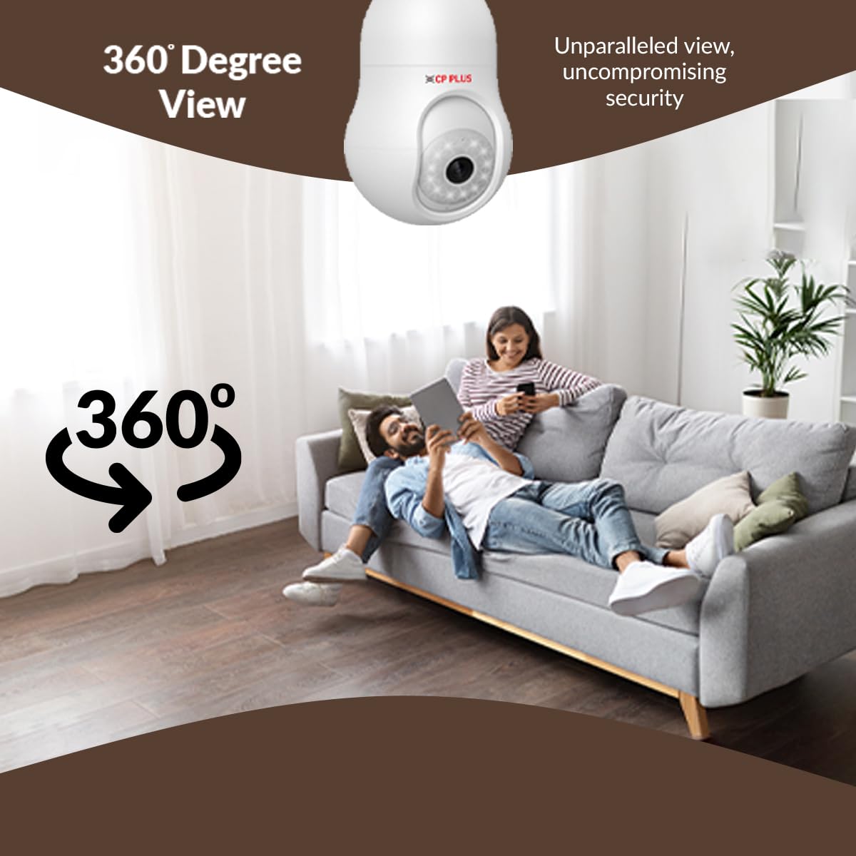 CP PLUS 3 MP Resolution Smart Wi-fi Bulb Security Camera | 360° View | 2 Way Talk | Motion Tracking & Detection Alert | Built-in Siren | Advanced Night Vision | IR Distance 15 Mtr. | CP-T31A