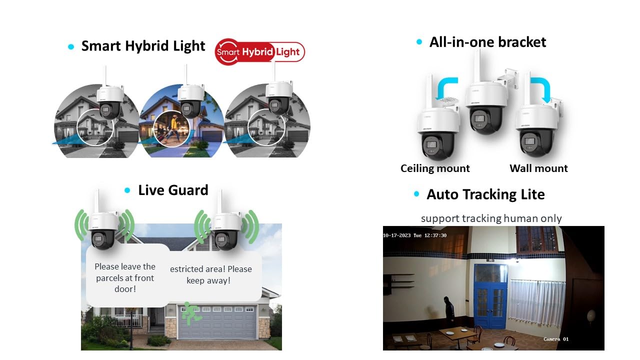 HIKVISION 4MP Smart 4G Hybrid Light Mini Pan/Tilt CCTV Camera |Human & Vehicle Detection | Support 4G LTE(Nano SIM)| 2 Way Audio | Storage upto 512 GB (SD card slot)| Built in Speaker|S-2DE2C400MWG-4G