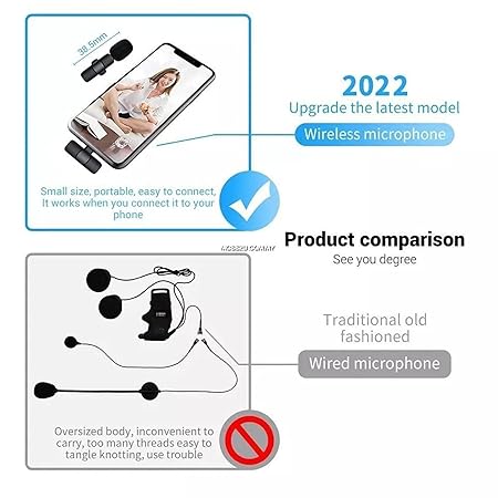 K8 Wireless Clip Microphone – Portable Mini Mic with Universal Type-C for All Devices Pack of 1