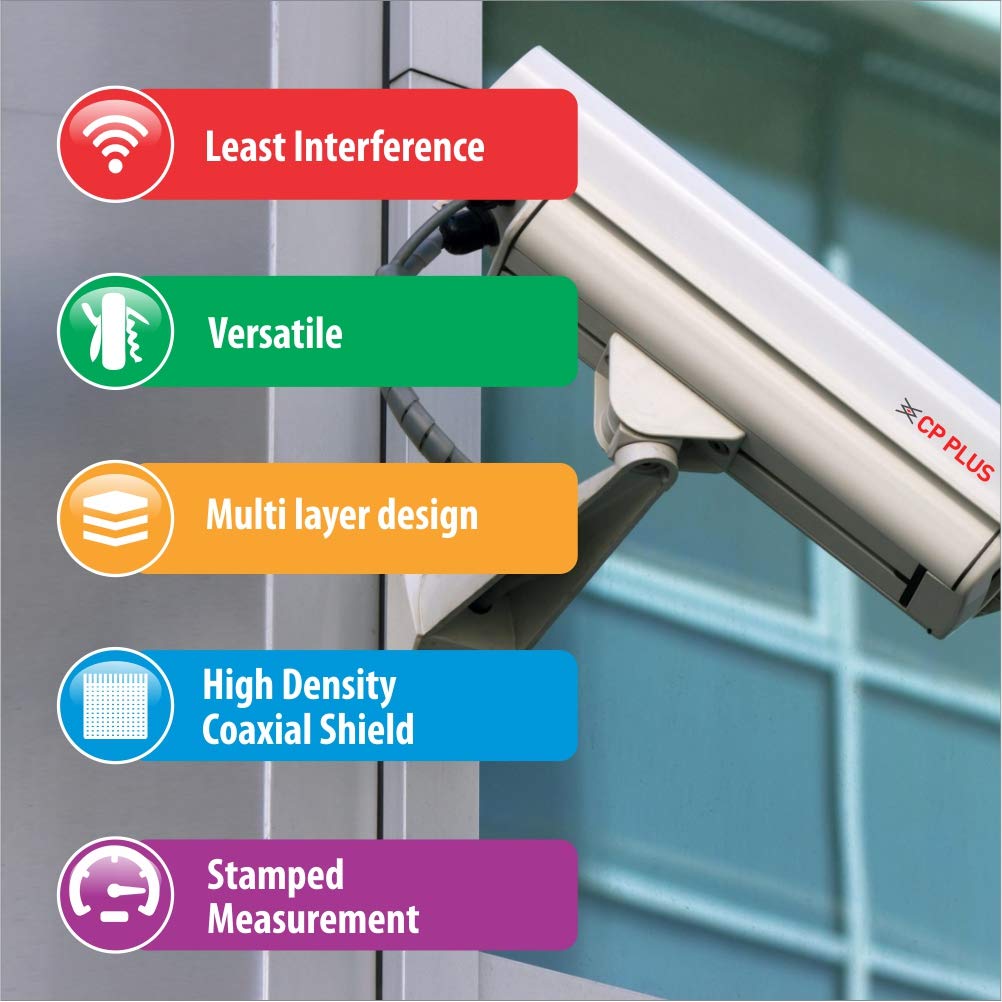 CP PLUS  (70 Meter) 3+1 Coaxial Pure Copper CCTV Camera Cable for Video, Power and Audio Communication White - CP-ECC-70RS