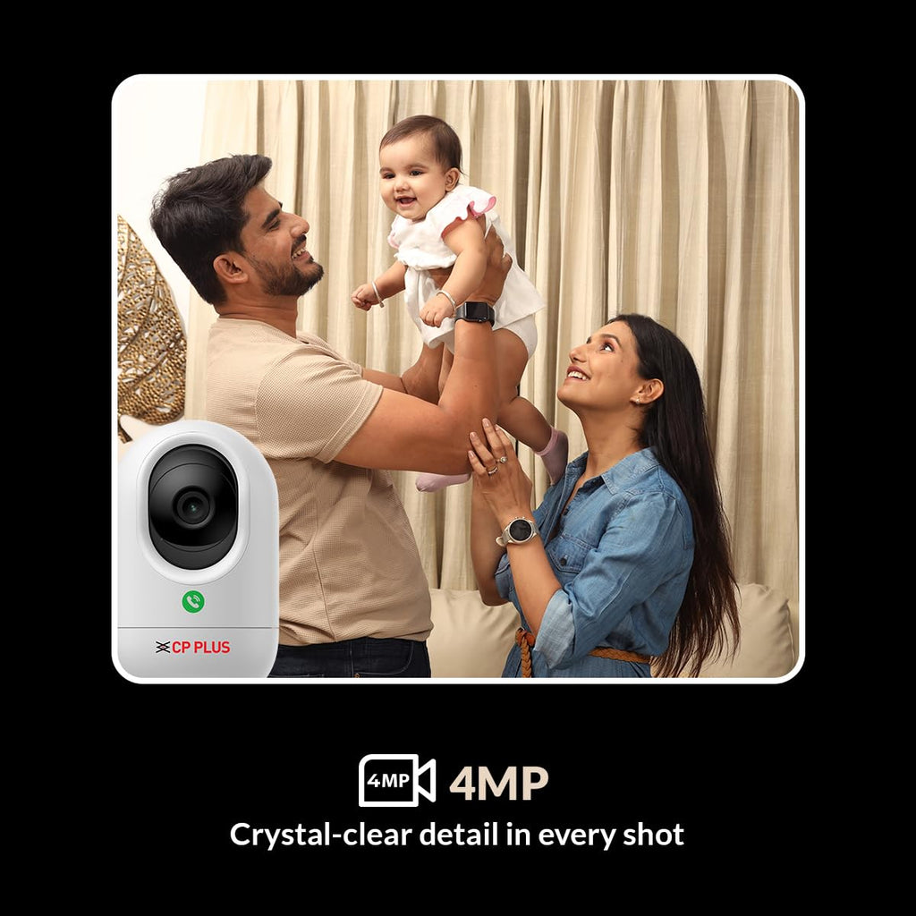 CP PLUS 4MP Quad HD Smart Wi-Fi CCTV Camera | 360° Pan & Tilt | Press to Call | Motion Tracking | CTC Cyber Secure Tech | Two-Way Talk | IR Night Vision | Alexa & OK Google | CP-E44Q