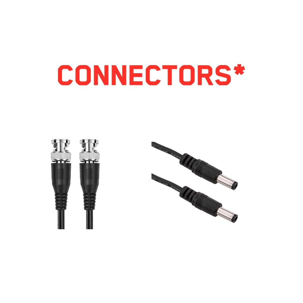 Two sets of connectors on a white background with 'CONNECTORS*' text.

