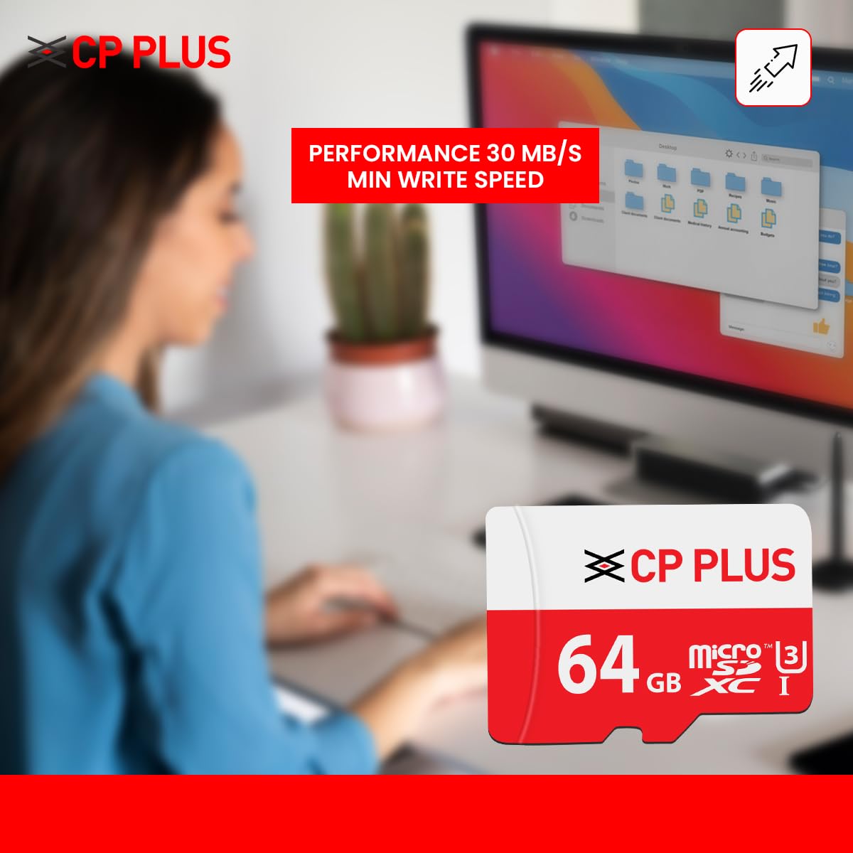 CP PLUS 64GB microSDXC Memory Card Grade UHS-3 Class 10, Up to 70 Mbps Reading & 30 Mbps Writing Speed with High Performance of Data Transfer & Lower Power Consumption for Portable Devices| CP-UM64C