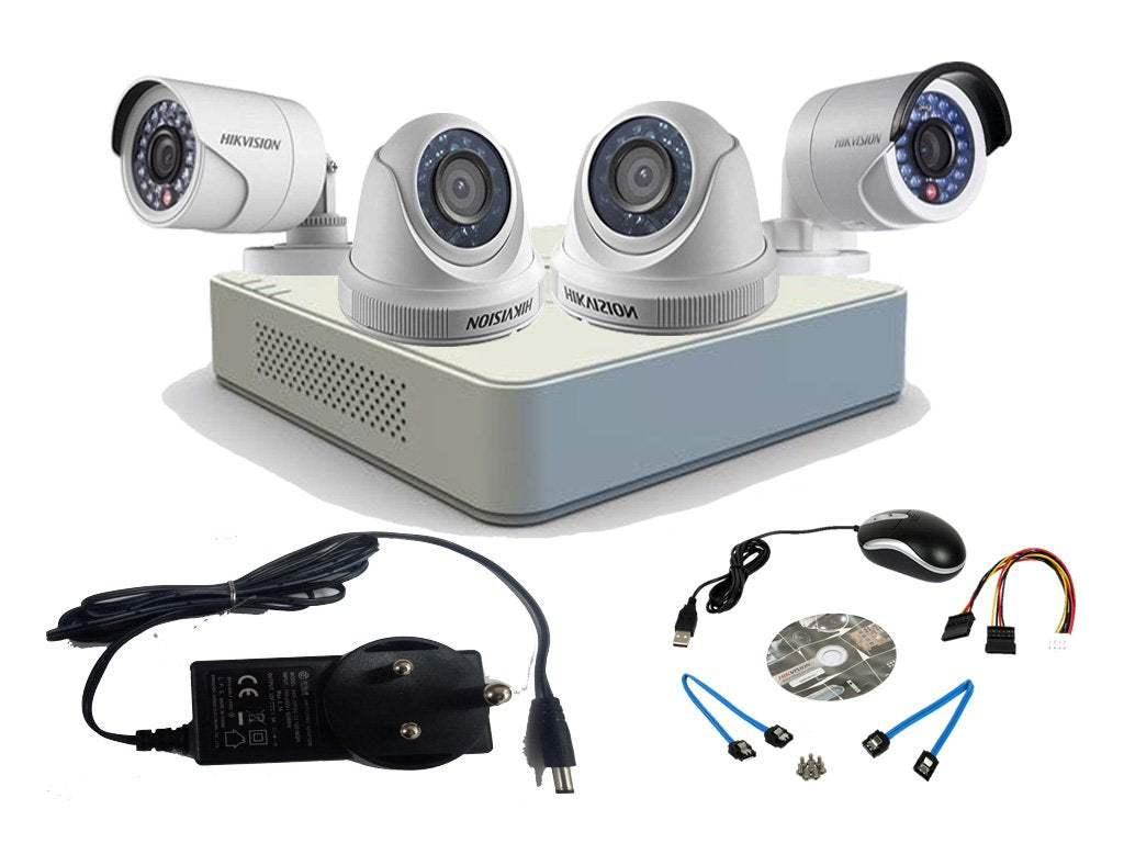 HIKVISION 4CH TURBO HD DVR DOME BULLET CAMERA COMBO KIT (DS-7104HGHI-F1 +DS-2CE56C0T-IRP + DS-2CE16C0T-IRP)