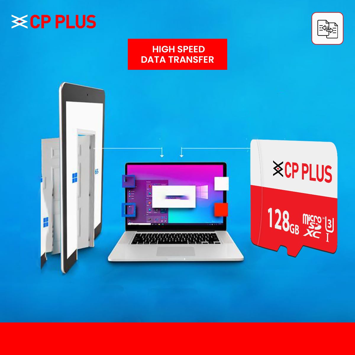 CP PLUS microSDXC 128GB  Memory Card Grade UHS-3 Class 10, Up to 70 Mbps Reading & 30 Mbps Writing Speed with High Performance of Data Transfer Lower Power Consumption for Portable Devices| CP-UM128C