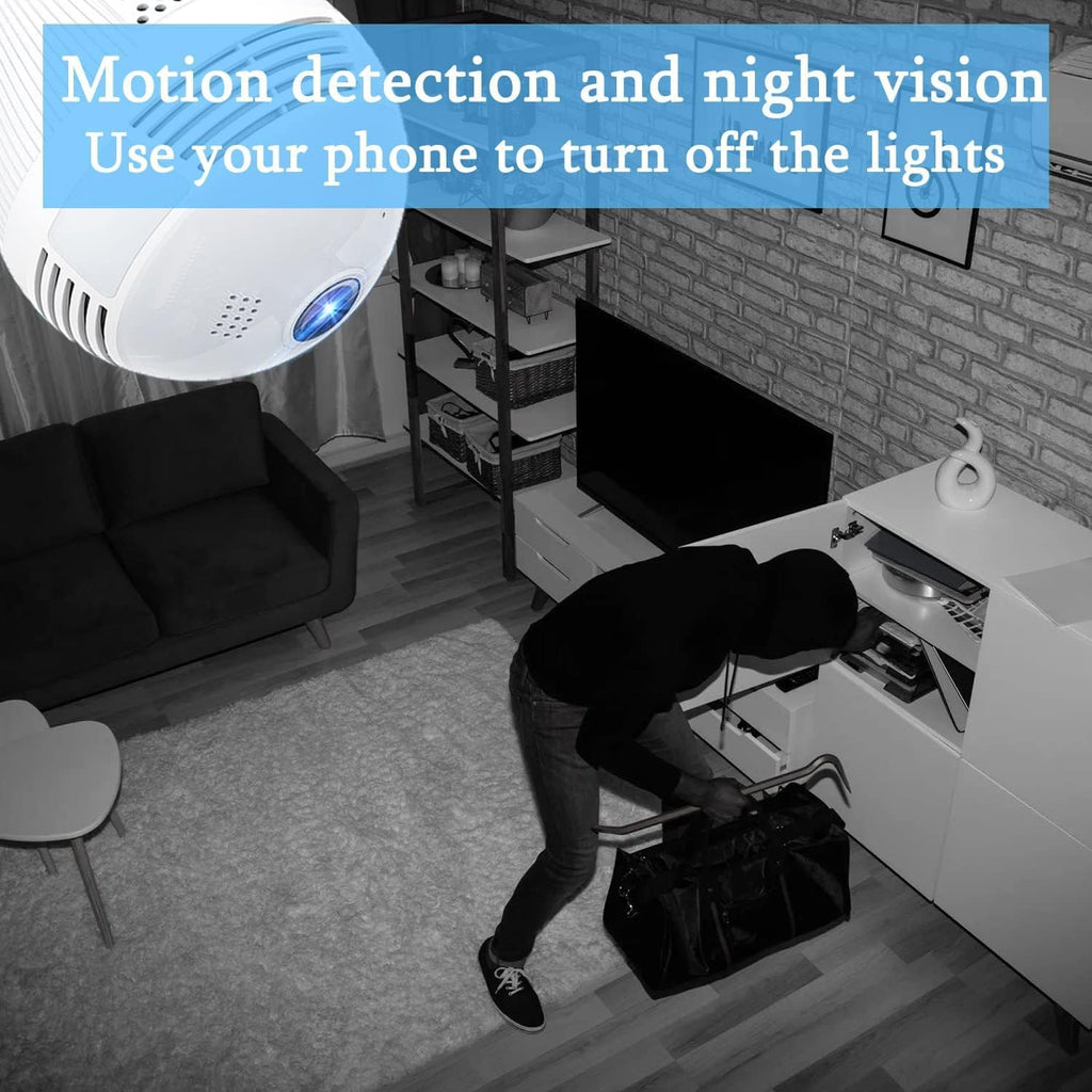 DS Vision Guard-Well Light Bulb Wireless IP WiFi, Bulb Camera 360 1080p WiFi Panoramic Mini Lamp IR CCTV 1080p Video Home Security Light Wireless Camera (Bulb Camera)