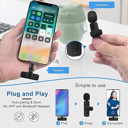 K8 Wireless Clip Microphone – Portable Mini Mic with Universal Type-C for All Devices Pack of 1