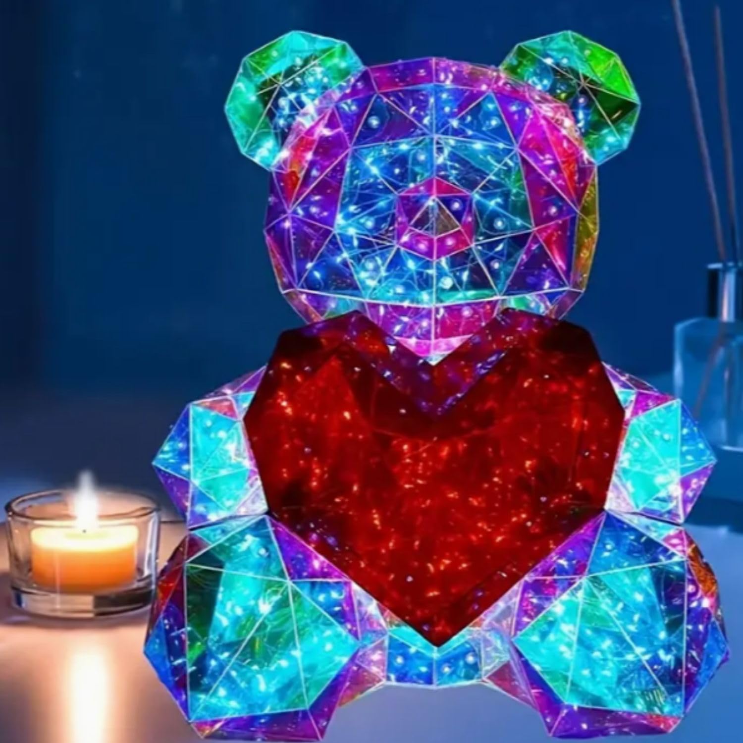 Teddy Bear Corded Electric Plastic Night Lamp - Cute Bear Night Lamp, LED Night Light for Bedroom, Kids Decor, Unique Gift Lamp