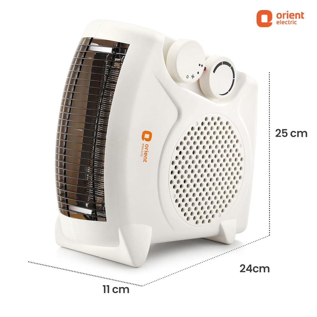 Orient Electric Areva Portable Room Heater | 2000W | Two Heating Modes | Advanced Overheat Protection | Horizontal & Vertical Mount | 1-year replacement warranty by Orient | White
