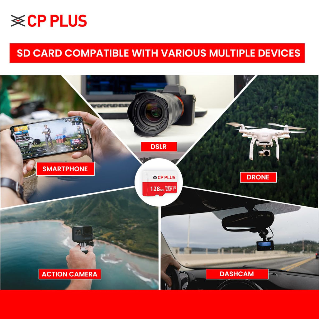 CP PLUS microSDXC 128GB  Memory Card Grade UHS-3 Class 10, Up to 70 Mbps Reading & 30 Mbps Writing Speed with High Performance of Data Transfer Lower Power Consumption for Portable Devices| CP-UM128C