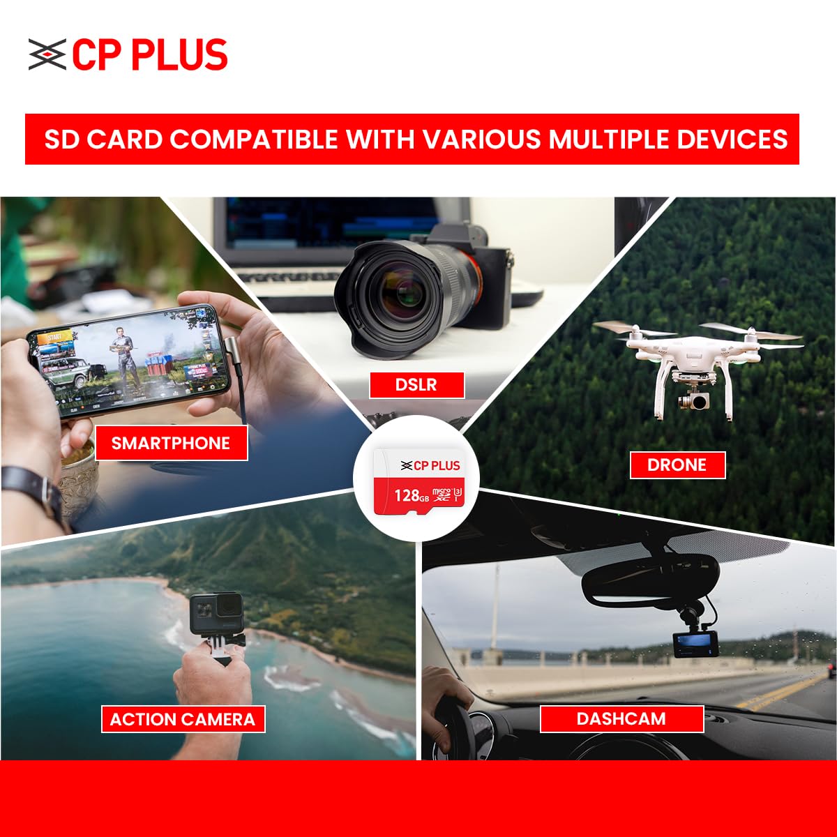 CP PLUS microSDXC 128GB  Memory Card Grade UHS-3 Class 10, Up to 70 Mbps Reading & 30 Mbps Writing Speed with High Performance of Data Transfer Lower Power Consumption for Portable Devices| CP-UM128C