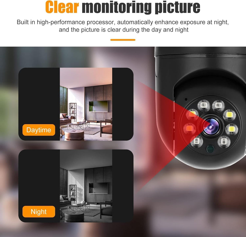 Guard-Well Light Bulb Wireless IP WiFi, Bulb Camera 360 1080p WiFi Panoramic Mini Lamp IR CCTV 1080p Video Home Security Light Wireless Camera (Black Light)