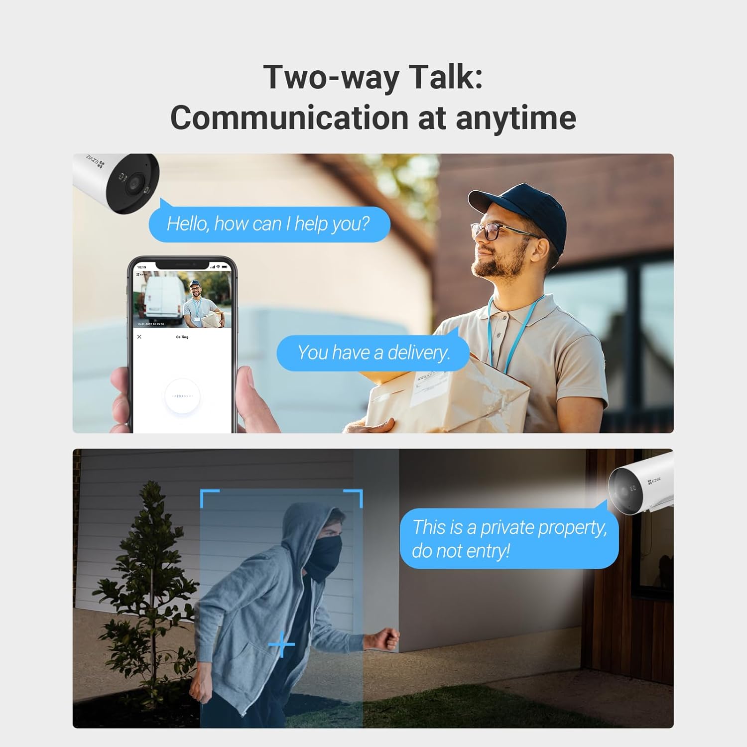 EZVIZ H5 POE 2K Outdoor WiFi Surveillance Camera with Person/Vehicle Detection, Colour Night Vision, Siren and Flash Alarm, Two-Way Audio, H.265, Alexa Compatible, IP67