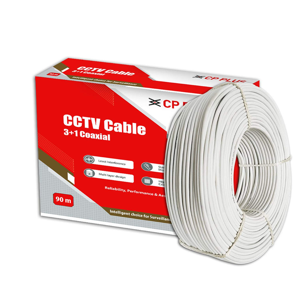 CP PLUS  (70 Meter) 3+1 Coaxial Pure Copper CCTV Camera Cable for Video, Power and Audio Communication White - CP-ECC-70RS