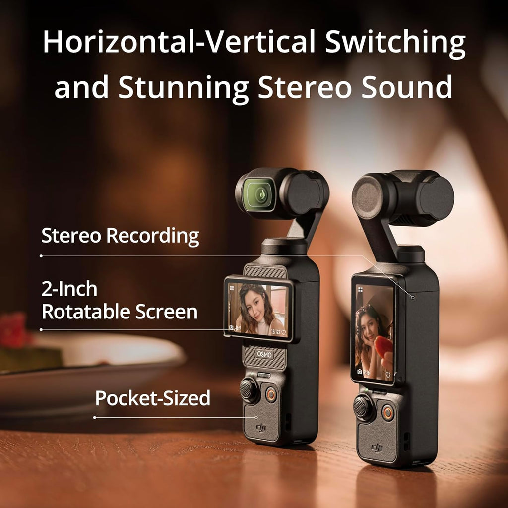 DJI Osmo Pocket 3, Vlogging Camera with 1'' CMOS & 4K/120fps Video, 3-Axis Stabilization, Fast Focusing, Face/Object Tracking, 2" Rotatable Touchscreen, Small Video Camera for Photography, YouTube