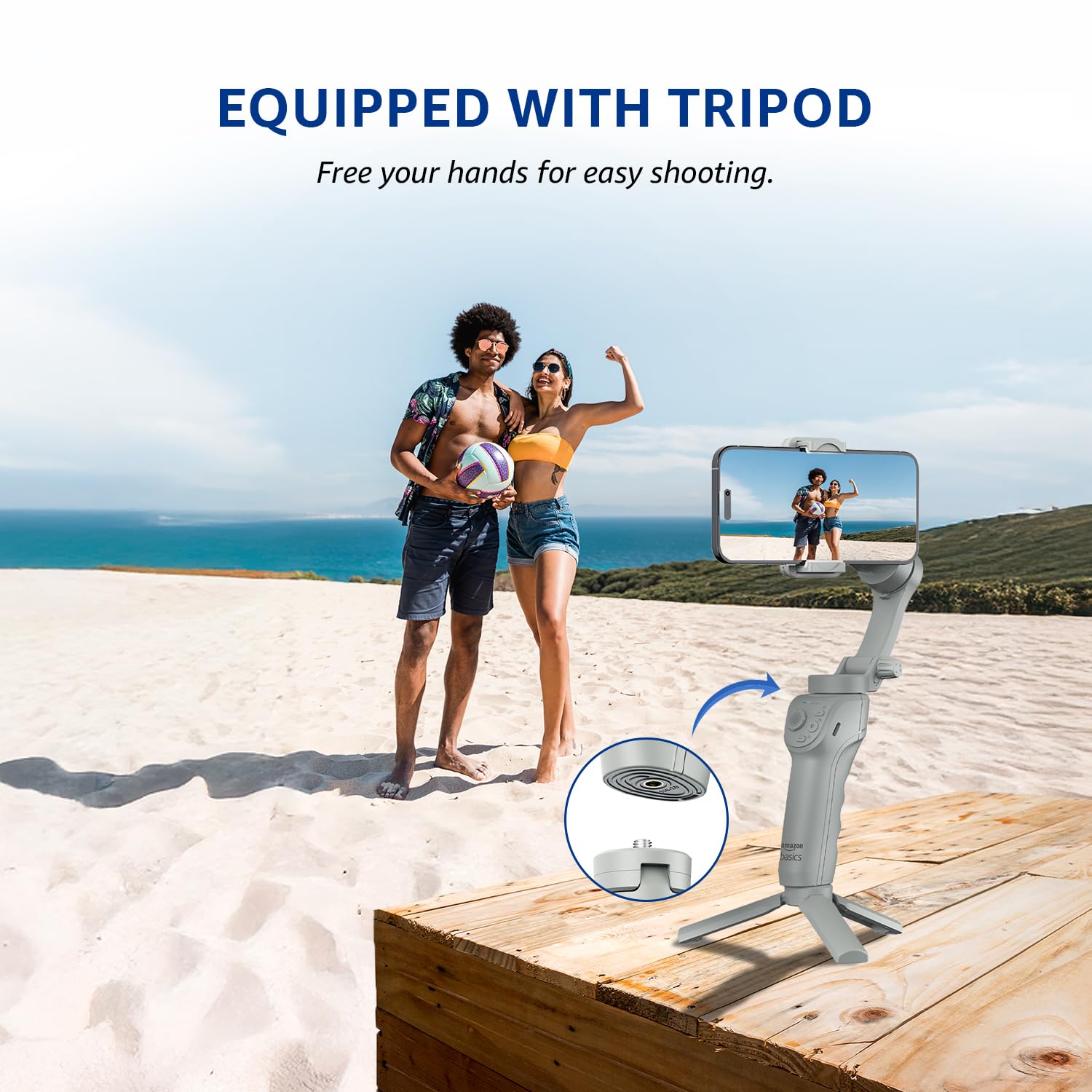 Smartphone 3-Axis Smartphone Gimbal Stabilizer with AI Face & Body Tracking | Foldable Design | Adjustable Fill Light | 8 Hr Battery | iPhone, Android Compatible | Perfect for travel/vlogging, Grey