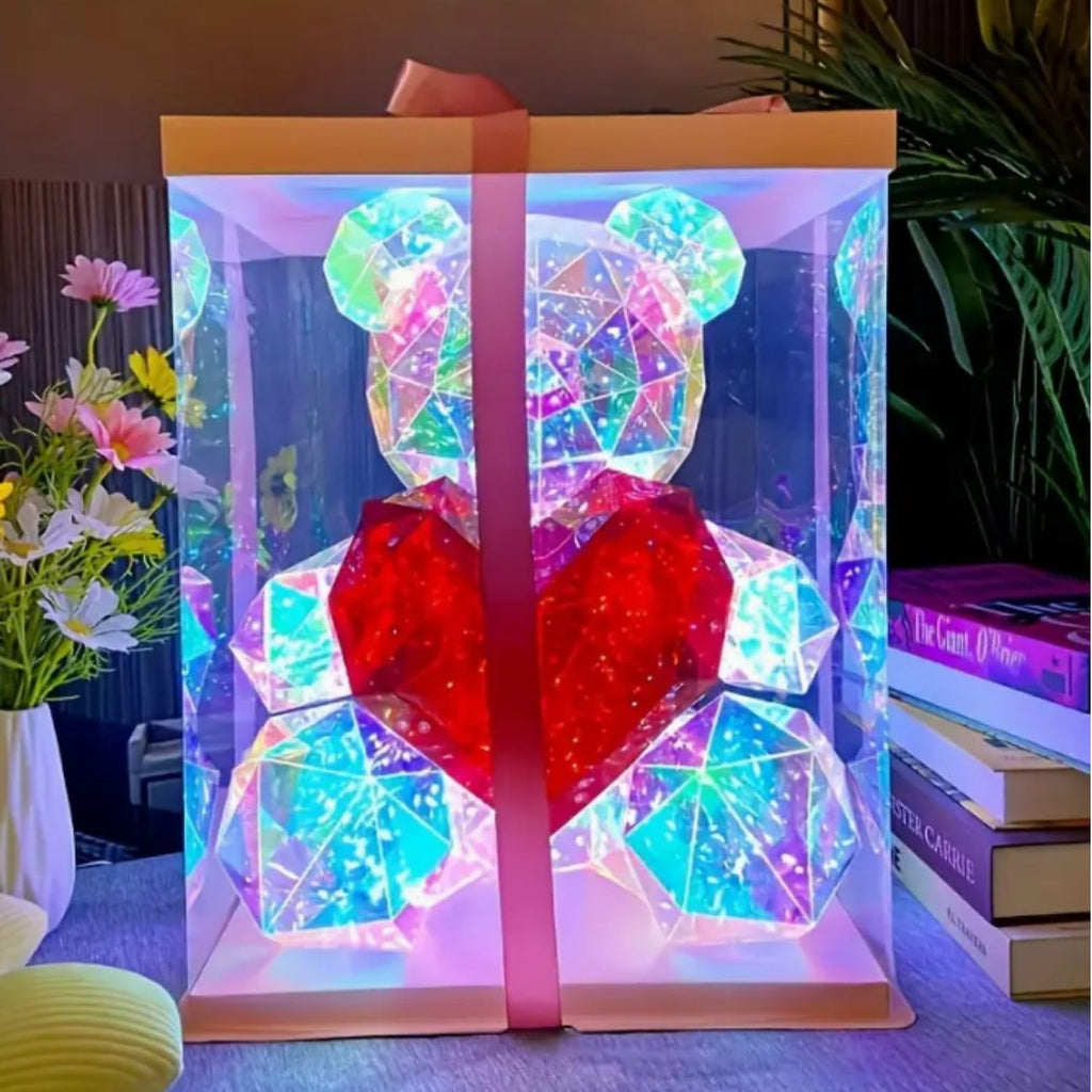 Teddy Bear Corded Electric Plastic Night Lamp - Cute Bear Night Lamp, LED Night Light for Bedroom, Kids Decor, Unique Gift Lamp