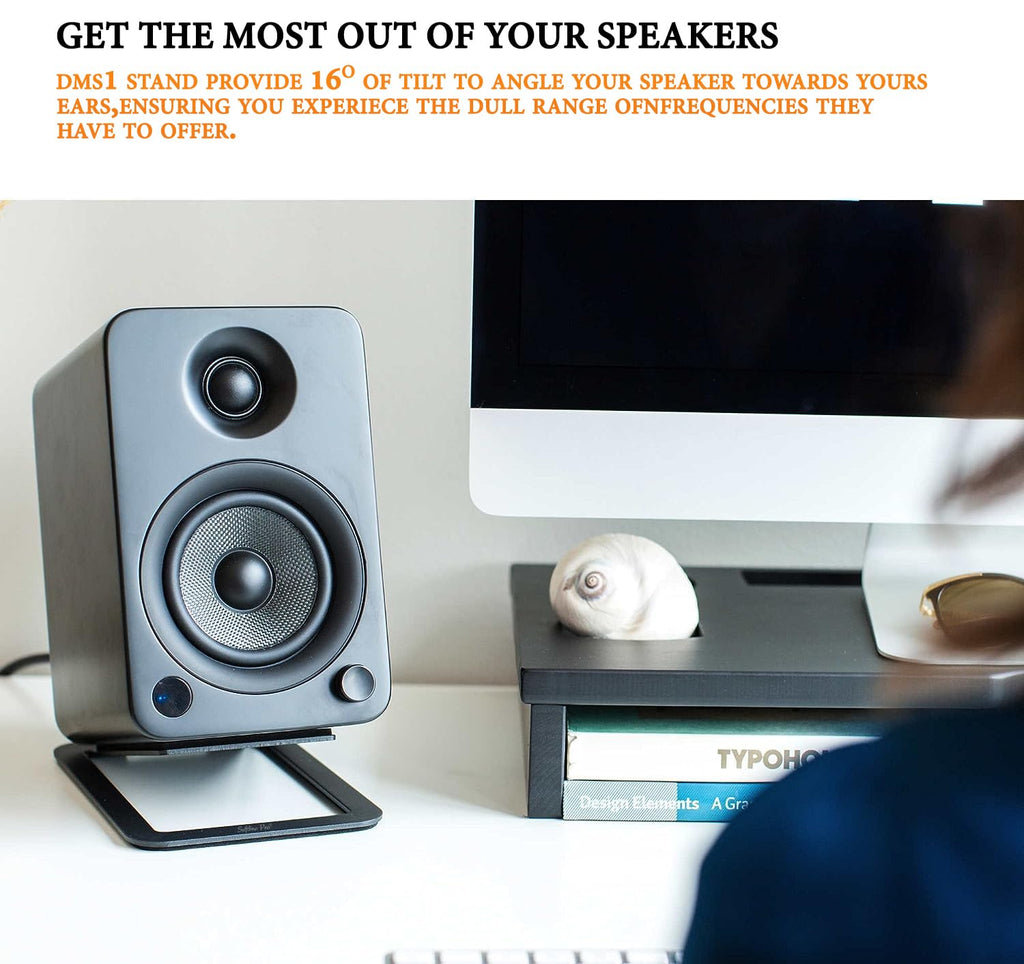 Softline Pro Speaker Stands SP DMS1 Desktop Speaker Stands for Small Speakers  Compact, Studio Monitors | Supports 6 lb (2.7 kg) | Damping Foam Padding - Black, Pair