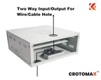 White metal cabinet with two-way input/output for wires, featuring Crotomak logo.