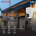 CP PLUS CP-Z45Q 4MP Outdoor Wi-Fi CCTV Camera | 360° Pan & Tilt | Full-Color Night Vision | Motion & Sound Detection | Human Detection | CTC Cyber Secure Tech | Alexa & OK Google | CP-Z45Q