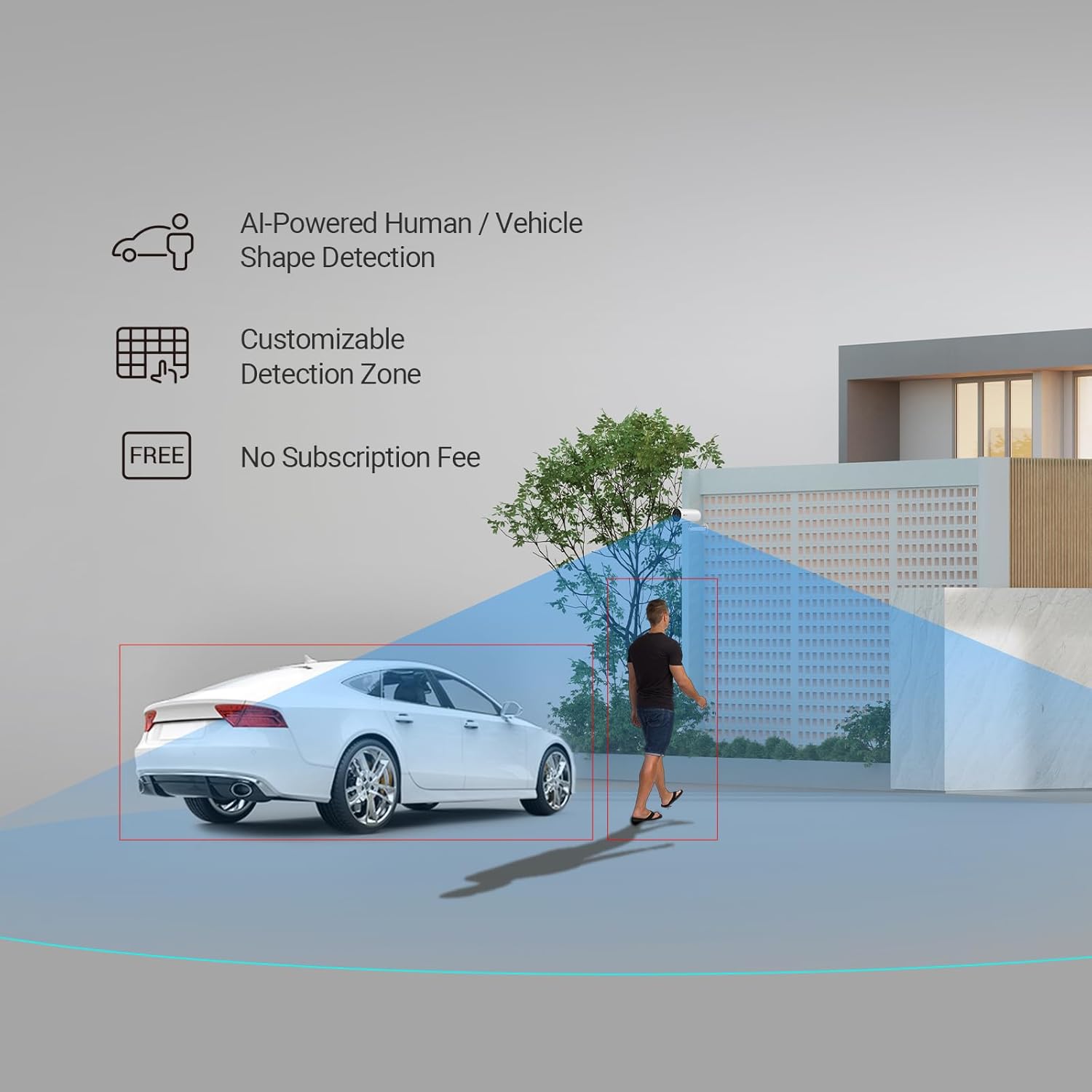 EZVIZ H5 POE 2K Outdoor WiFi Surveillance Camera with Person/Vehicle Detection, Colour Night Vision, Siren and Flash Alarm, Two-Way Audio, H.265, Alexa Compatible, IP67