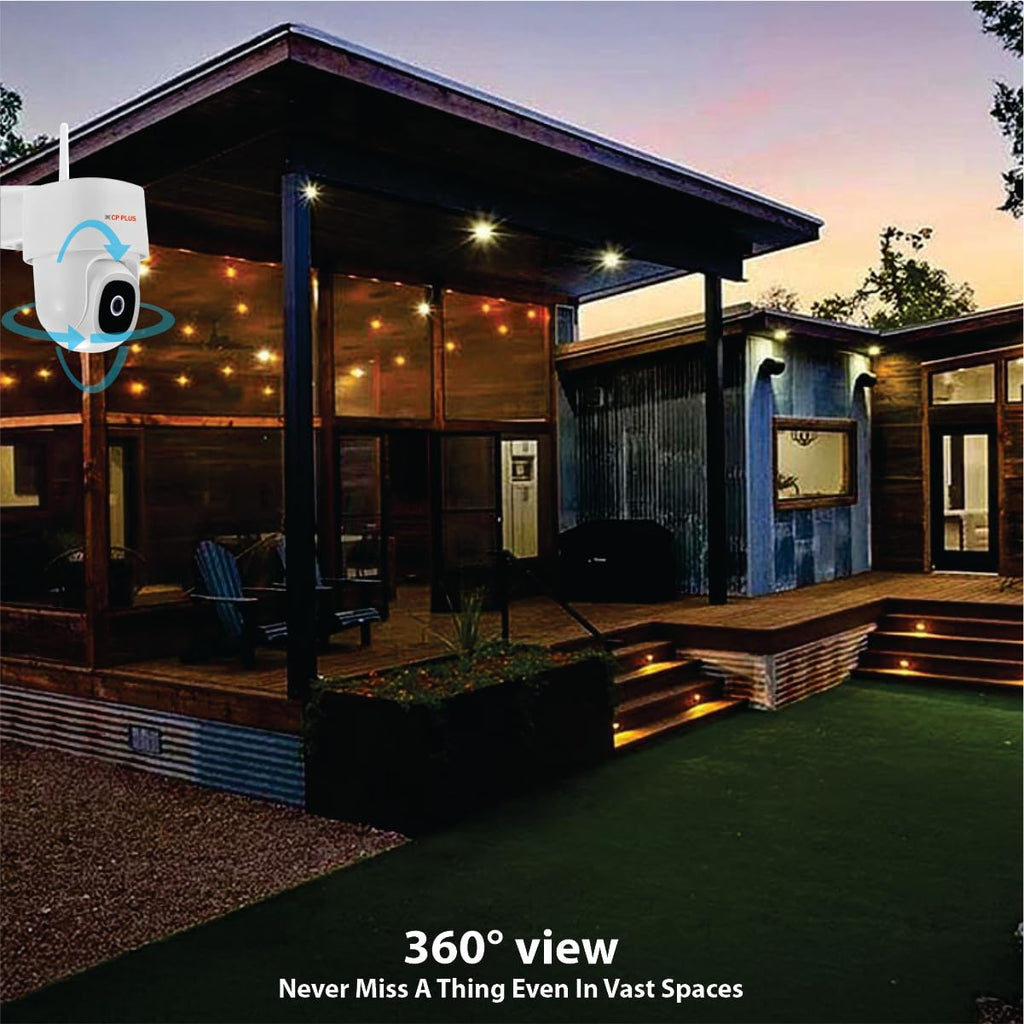 CP PLUS CP-Z45Q 4MP Outdoor Wi-Fi CCTV Camera | 360° Pan & Tilt | Full-Color Night Vision | Motion & Sound Detection | Human Detection | CTC Cyber Secure Tech | Alexa & OK Google | CP-Z45Q
