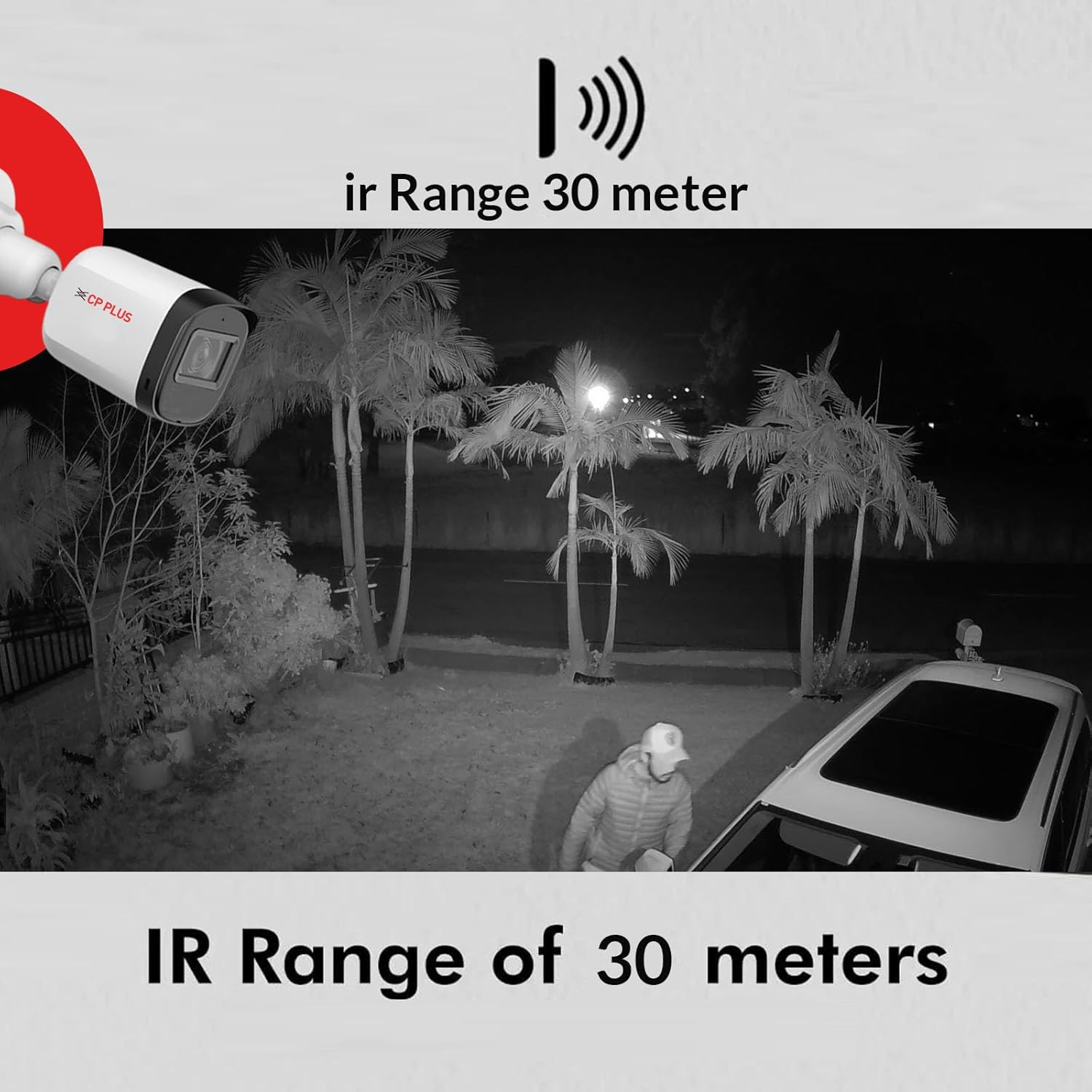 CP PLUS  CP-URC-TC24PL3 2.4MP IR Wired Bullet Outdoor Camera CP-URC-TC24PL3 Compatible with DVR only | 3.6mm Lens | 30 Meter Black & White Night Vision | IP67 | Analog HD CCTV Camera, White