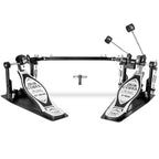 Double pedal for a drum set with 'Iron Cobra' branding on a white background
