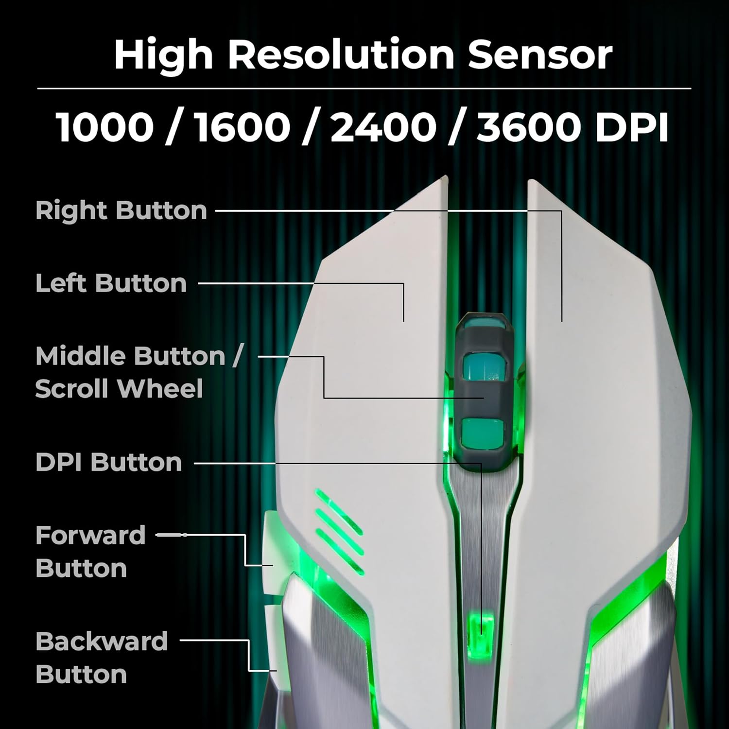 ZEBRONICS Optimus Gaming Keyboard & Mouse Combo, Braided Cable, Gold Plated USB, Upto 3600 DPI, 6 Buttons, High Resolution Sensor, Multicolor LED, Dedicated Macro Keys, 117 Keys (White)