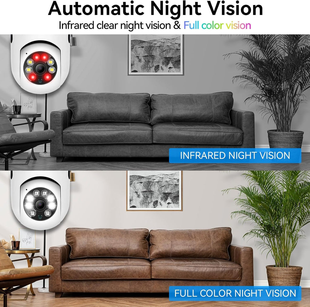 DS VISION Guard-Well Wireless Outdoor Security CCTV Camera for Home, 360° Pan/Tilt – 1080P WiFi Light Camera with Night Vision, Motion Detection, 2-Way Audio, Mobile App V380 Pro Control (Light Camera)