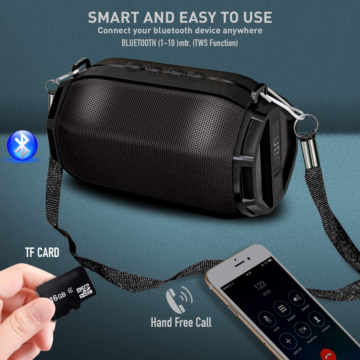 UBON SP-47 SULTAAN Bluetooth Speaker v5.3 | 10W Sound, RGB Lights, 10 Hours Backup