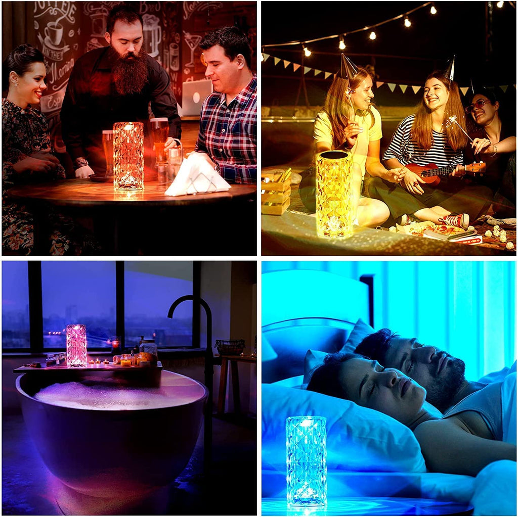 Shoppy Pro Crystal Lamp,16 Color Changing Rose Crystal Diamond Table Lamp,USB Rechargeable Touch Bedside LED Lamp Night Light with Remote Control, for Bedroom Living Room Party Dinner Decor(Pack of 1)