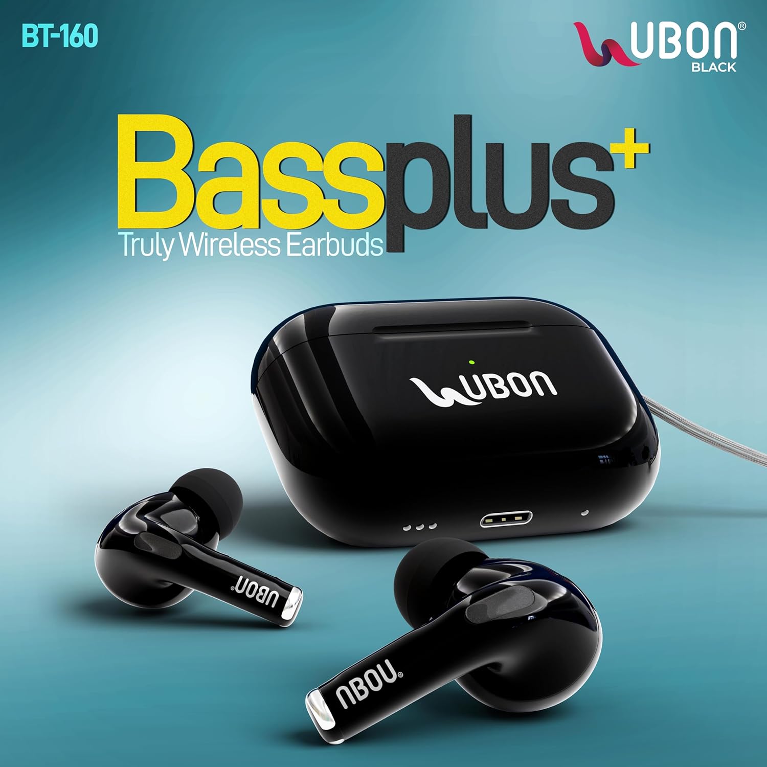 UBON Bt-55 True Wireless Earbuds Upto 26H Playtime, Noise Isolation Touch Operations Bluetooth Headset Black - in Ear