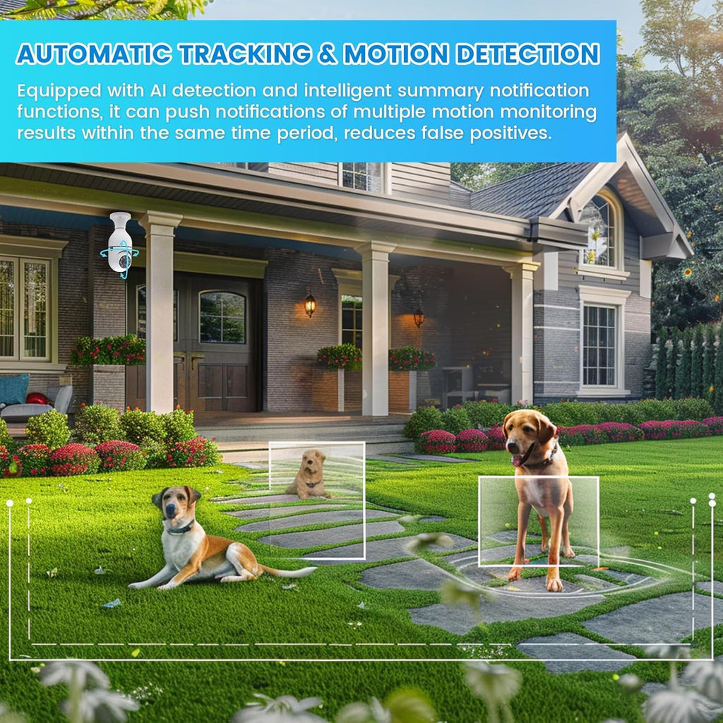 DS VISION Guard-Well Wireless Outdoor Security CCTV Camera for Home, 360° Pan/Tilt – 1080P WiFi Light Camera with Night Vision, Motion Detection, 2-Way Audio, Mobile App V380 Pro Control (Light Camera)