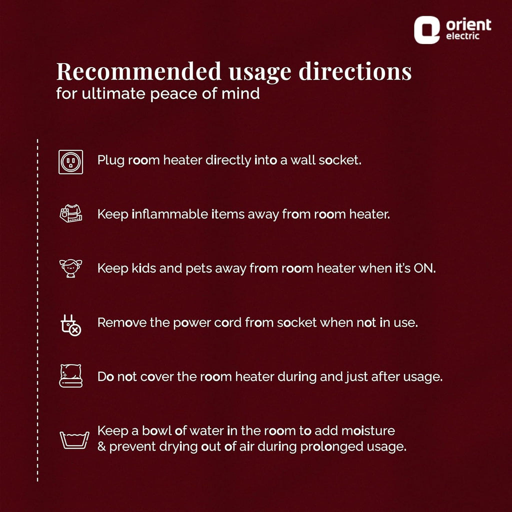 Orient Electric Areva Portable Room Heater | 2000W | Two Heating Modes | Advanced Overheat Protection | Horizontal & Vertical Mount | 1-year replacement warranty by Orient | White