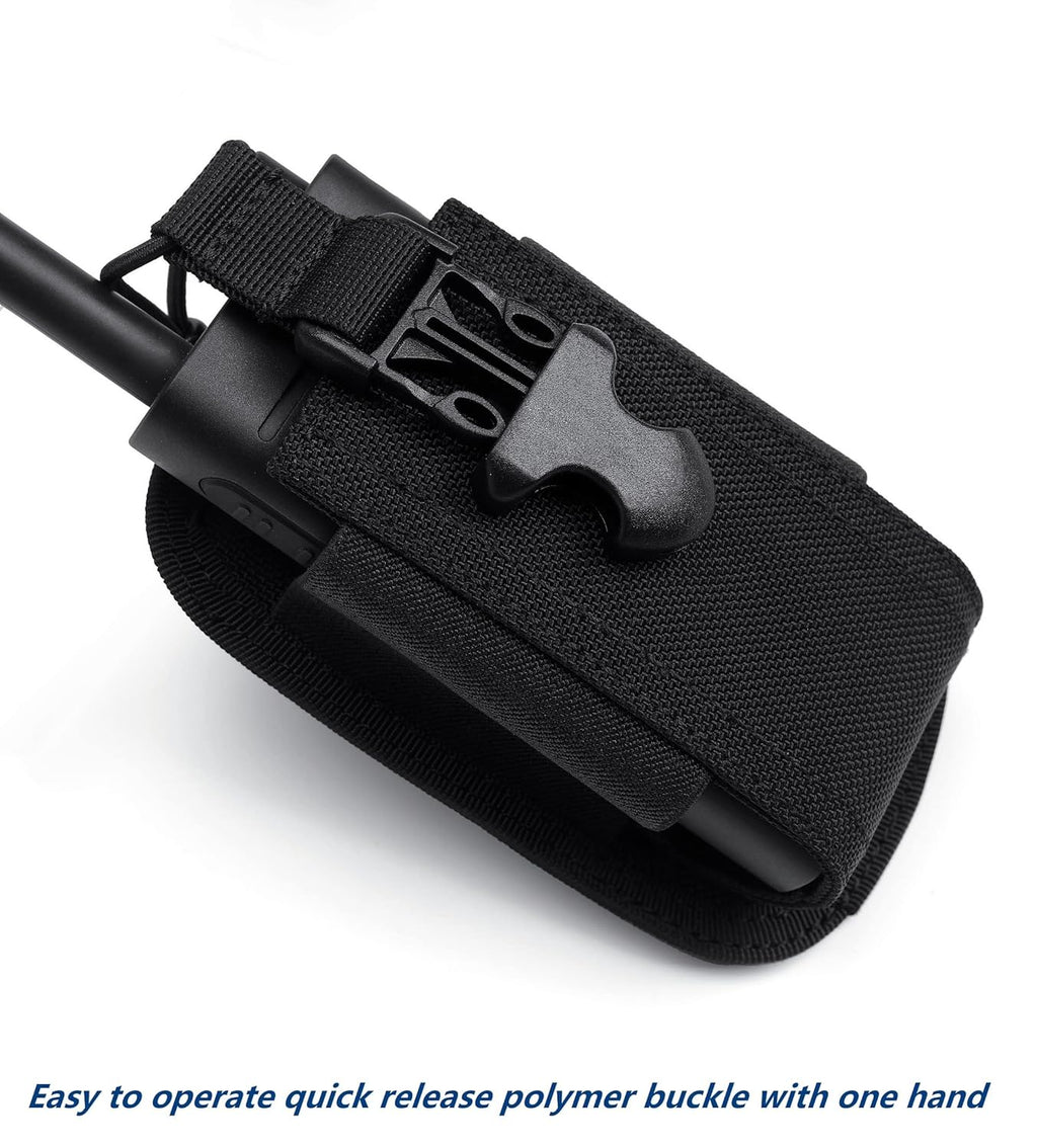 Universal Tactical Radio Holster, Elastic Walkie Talkie Stand, Two Way Nylon Pouch with MOLLE Belt Clip for Police, Lion, Security, Firefighter, Rescue