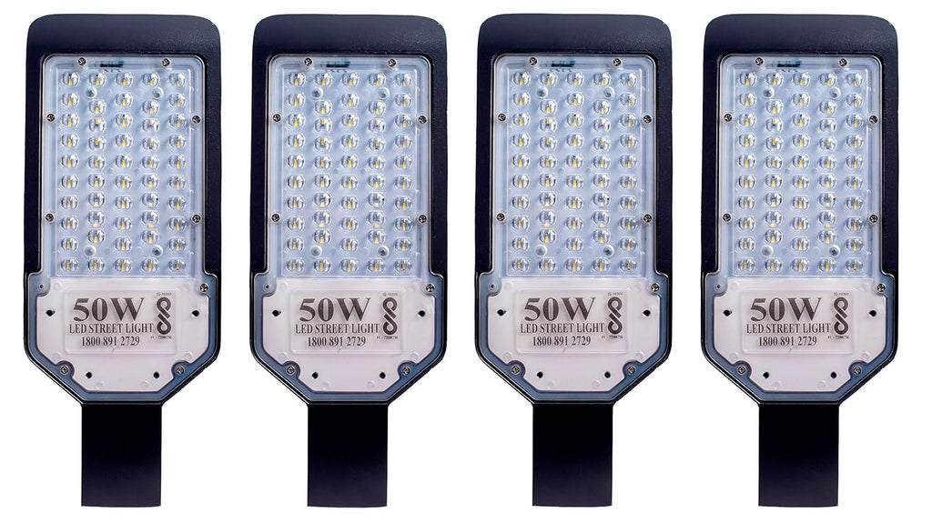50 Watts Lens LED Street Light Waterproof IP65 Full Polycarbonate Body,140 Per watt Lumens with 2 Year Warranty BIS Approved Pack of 4