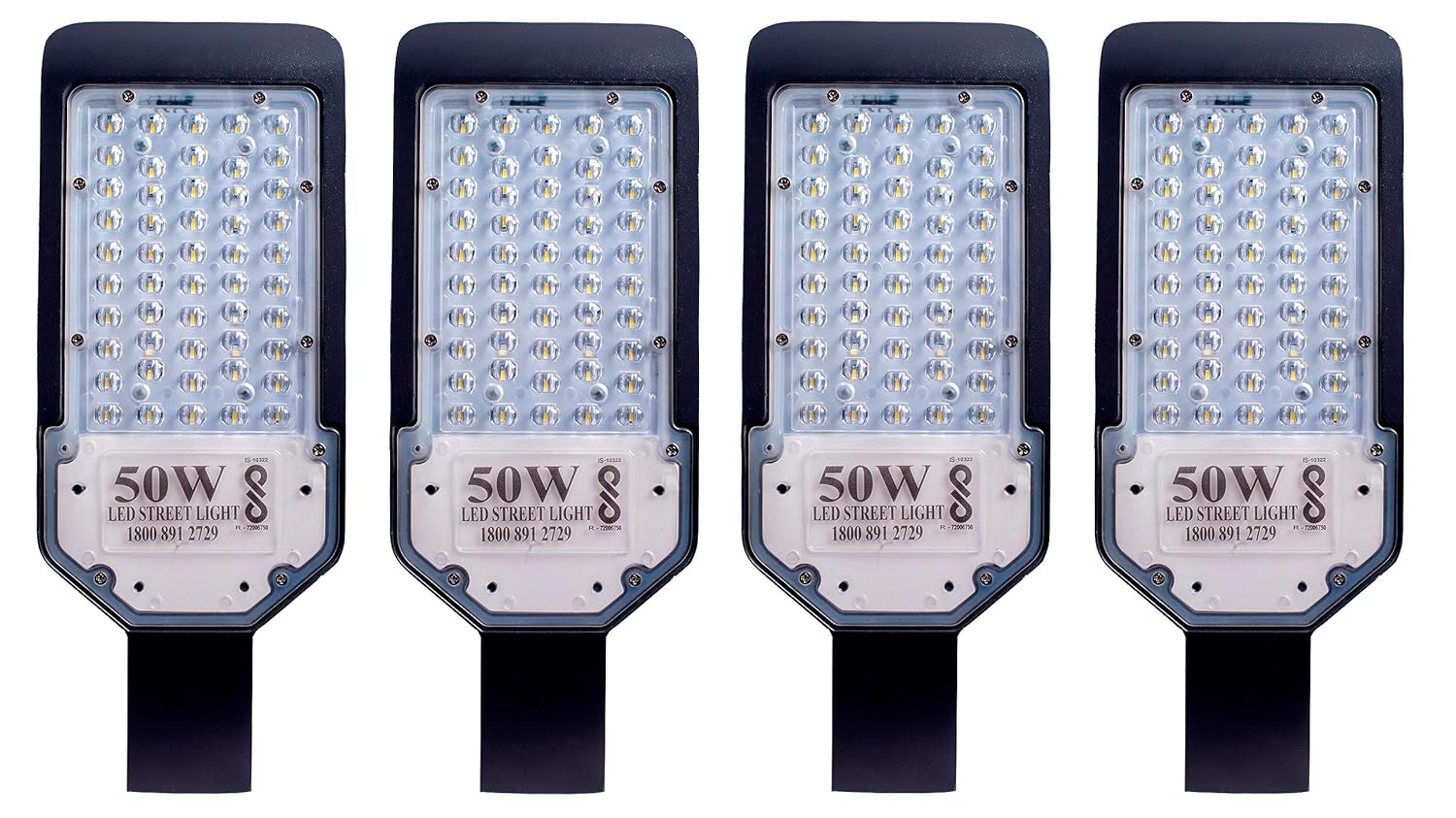 50 Watts Lens LED Street Light Waterproof IP65 Full Polycarbonate Body,140 Per watt Lumens with 2 Year Warranty BIS Approved Pack of 4