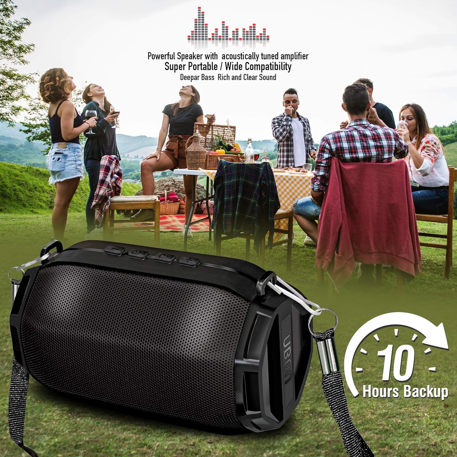 UBON SP-43 Light Up Bluetooth Speaker v5.3 with RGB Lights | 10 Hours Playback